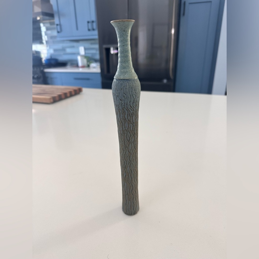 Textured Ceramic Bud Vase in Sage Green